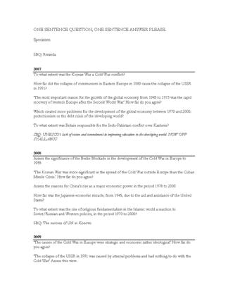 Past-Year A Level Questions