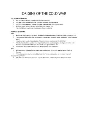 Origins of the Cold War