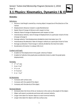 3.1 Physics_ Kinematics Dynamics I _ II