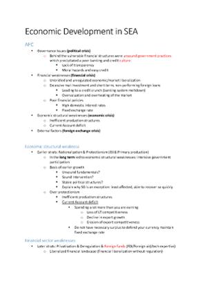 Economic Development in SEA