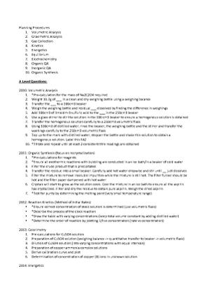 CHEM Planning Procedures