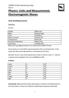 Physics_Units and Measurements, Electromagnetic Waves
