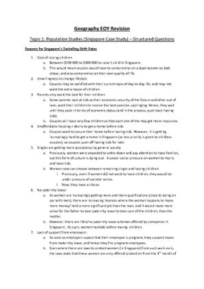 Geog Sec 2 EOY Revision