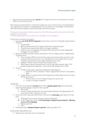 Global Economy_Japan_Essay Outlines
