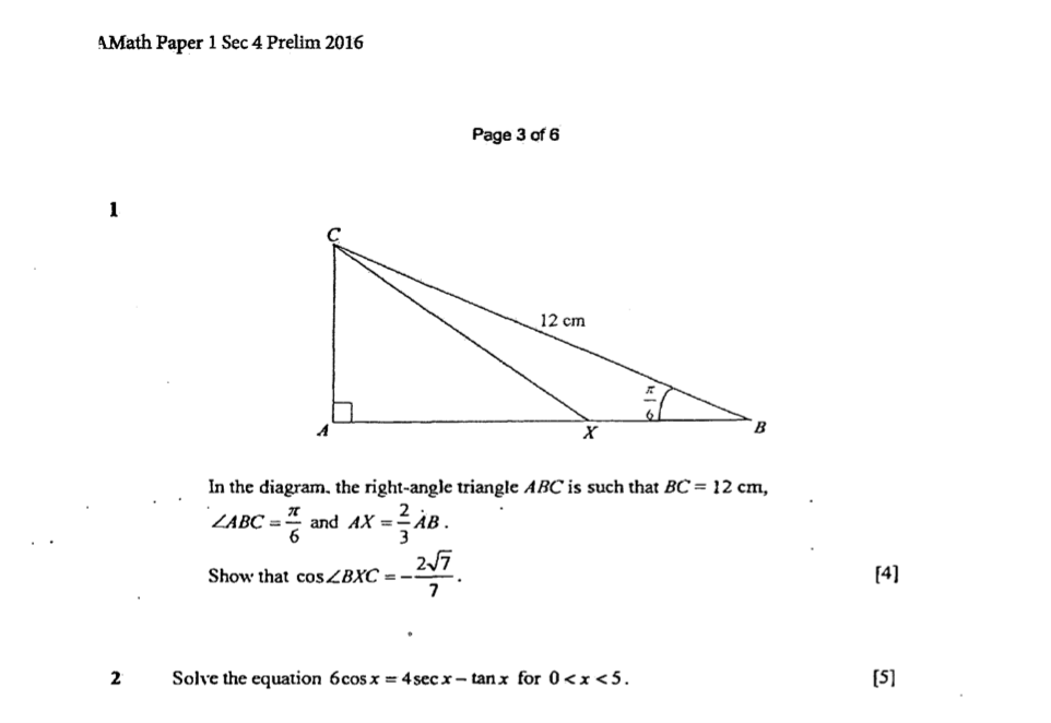 MGS 2016 Sec 4 SA2 A Math Paper