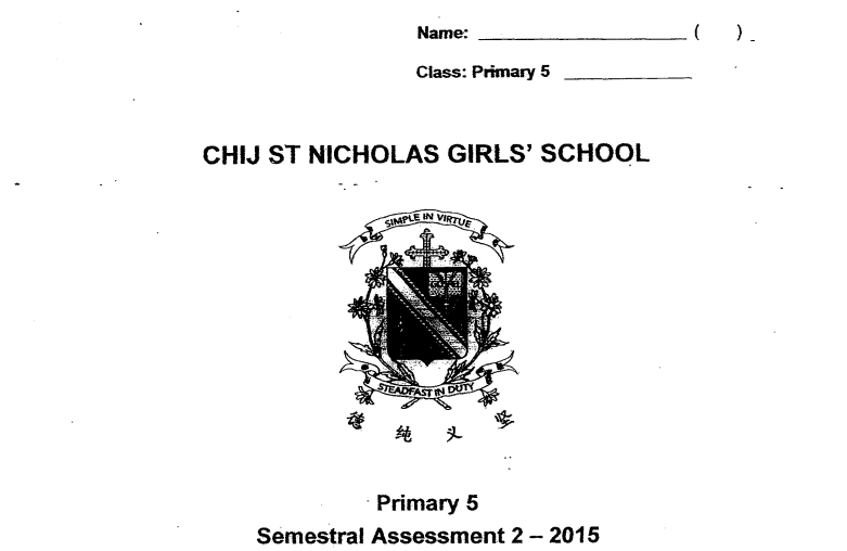 P5 Science SA2 2015 CHIJ St Nicholas Exam Papers