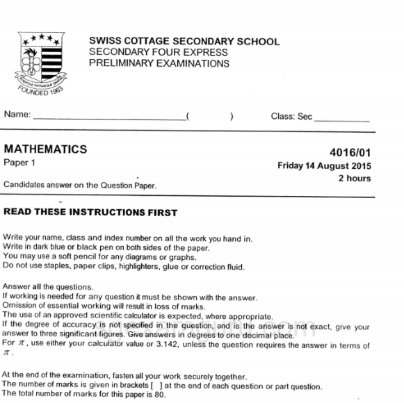 2015 E Math Prelims Swiss Cottage Secondary School
