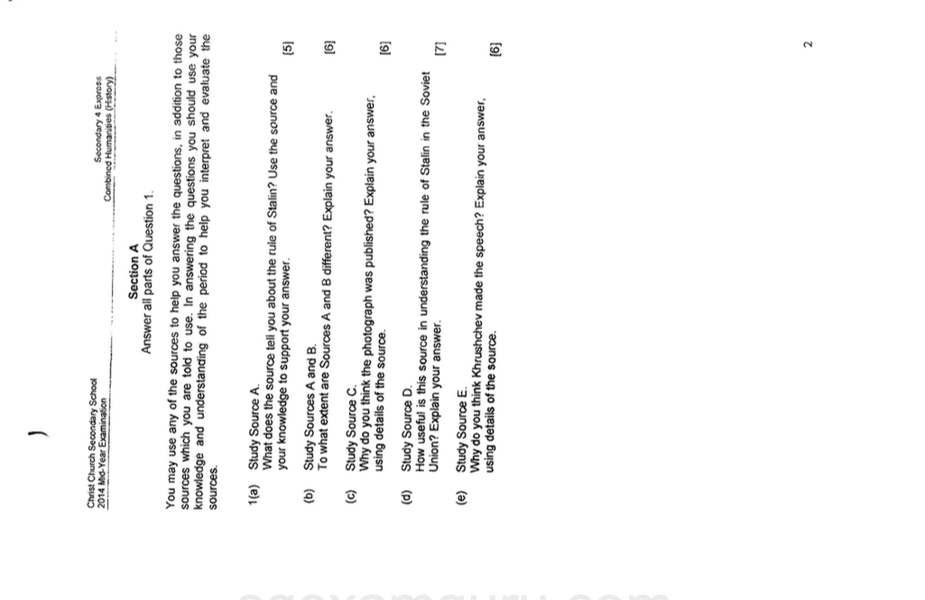 Compilation of various Sec 4 History Papers (2014)