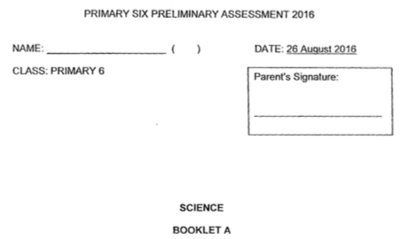 P6 Science SA2 2016 SCGS Exam Papers