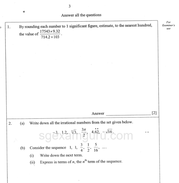 2015 E Math Prelims Holy Innocents' High School