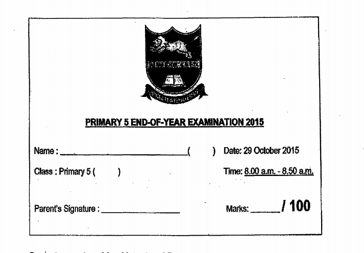 P5 Maths SA2 2015 Tao Nan Exam Papers