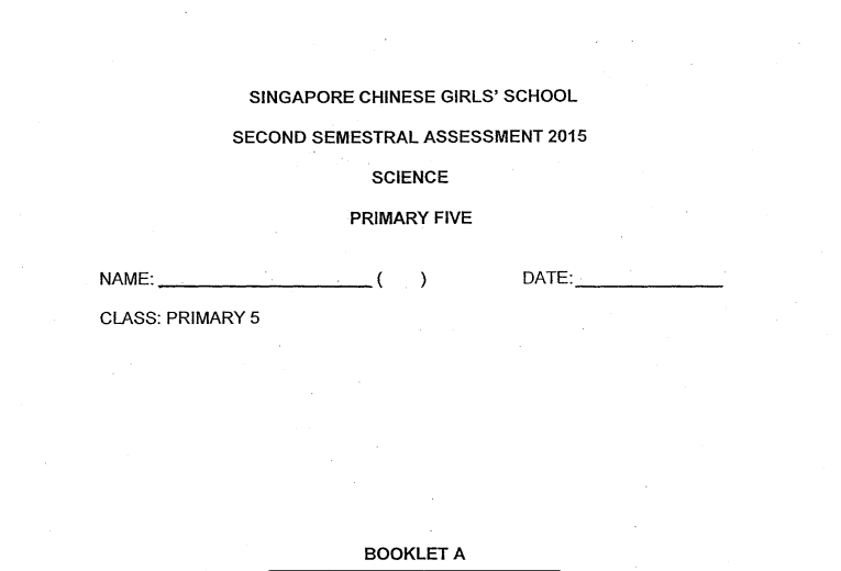 P5 Science SA2 2015 SCGS Exam Papers