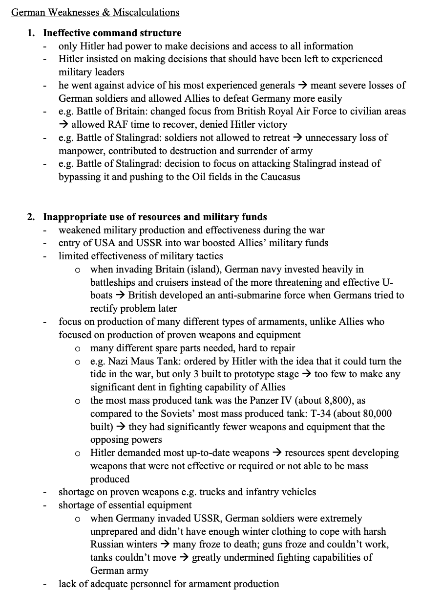 Germany's Defeat in WW2 Notes (Wei Ting)