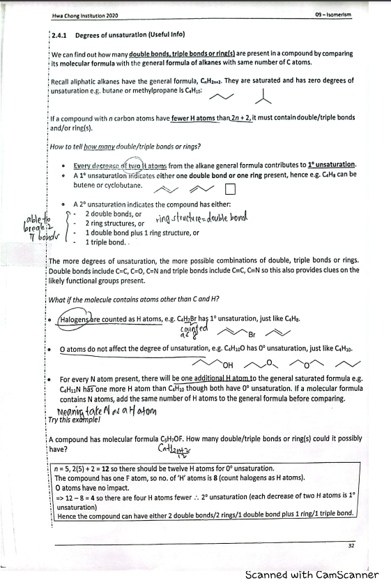 Organic synthesis by degree of saturation