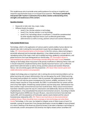 A-Level Essay Question- Technology is key to solving major issues facing mankind today. Do you agree?