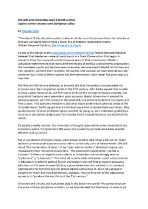 The Arts and Humanities Aren't Worth a Dime