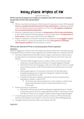 Origins of CW_Essay Plans