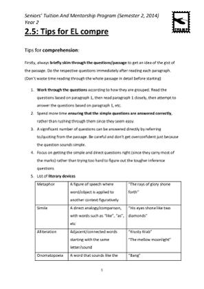 2.5 Tips for EL compre