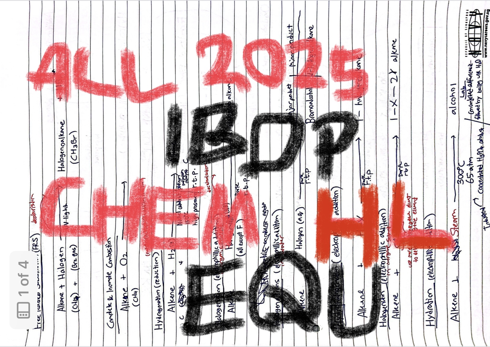 IBDP Chem HL Equations Notes to memorise