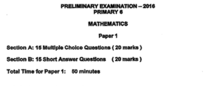P6 Maths Pre 2016 Nan Hua Exam Papers