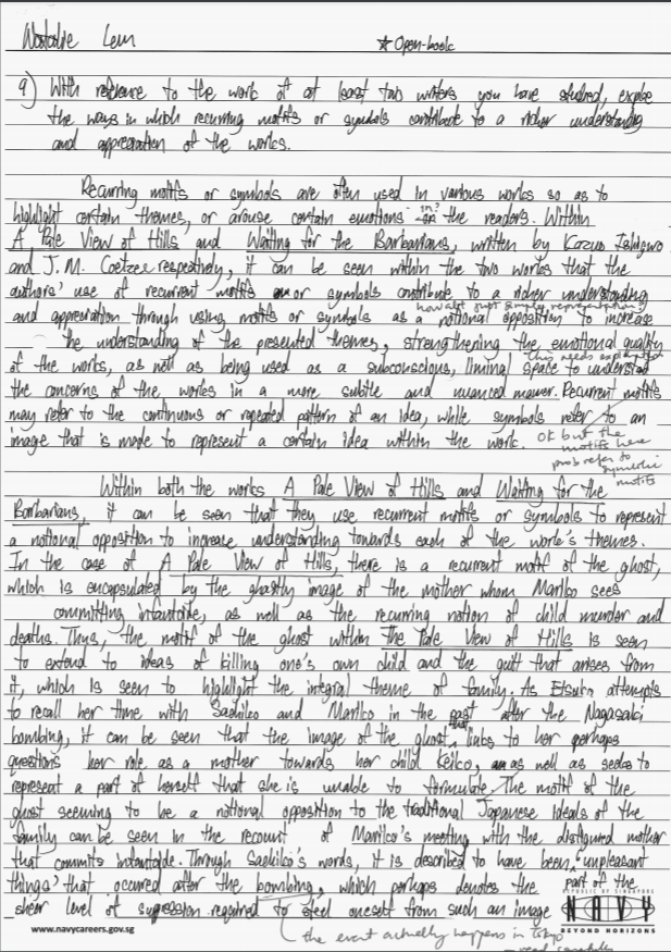 Sample Paper 2 Essay (HL Literature Nov 2017)