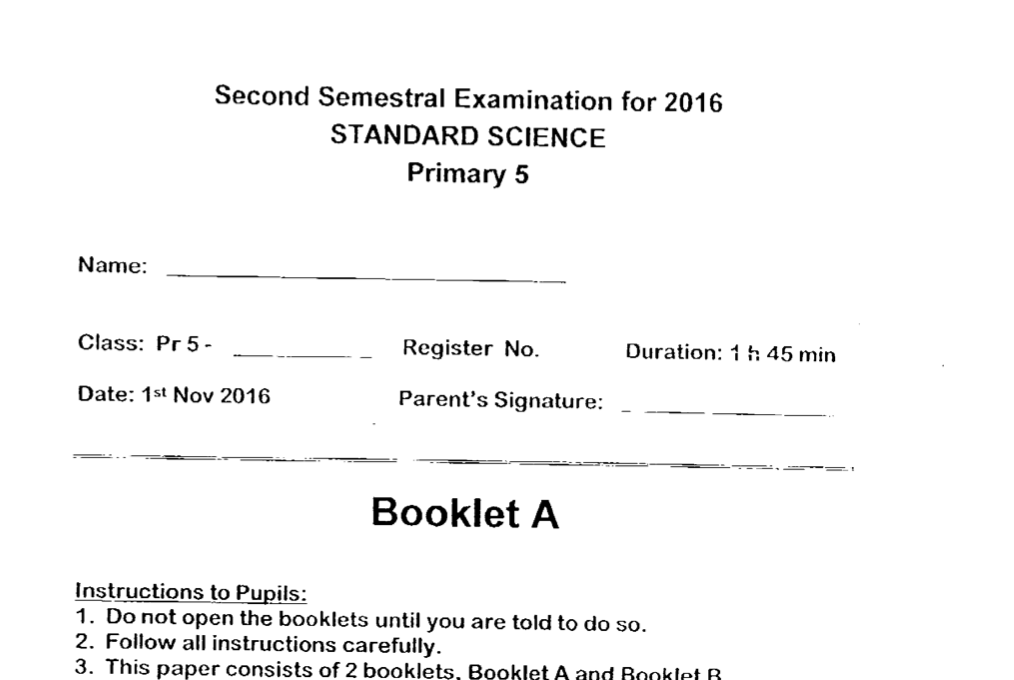 P5 Rosyth 2017 Science Paper