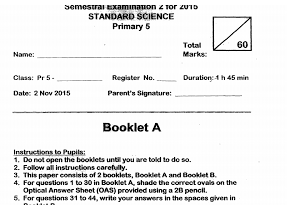 P5 Science SA2 2015 Rosyth Exam Papers