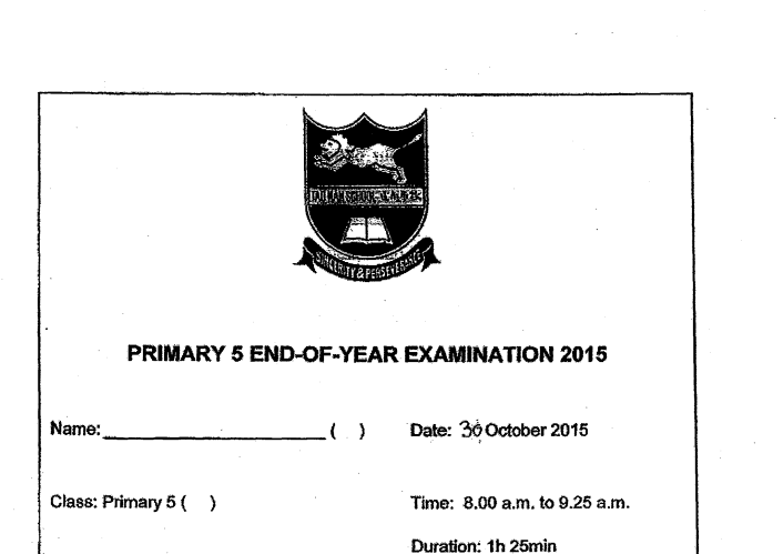 P5 Science SA2 2015 Tao Nan Exam Papers