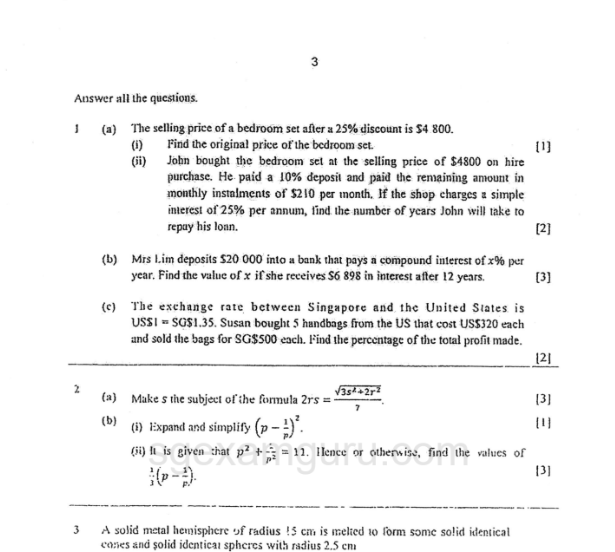 2015 E Math Prelims Cresent Girls' School