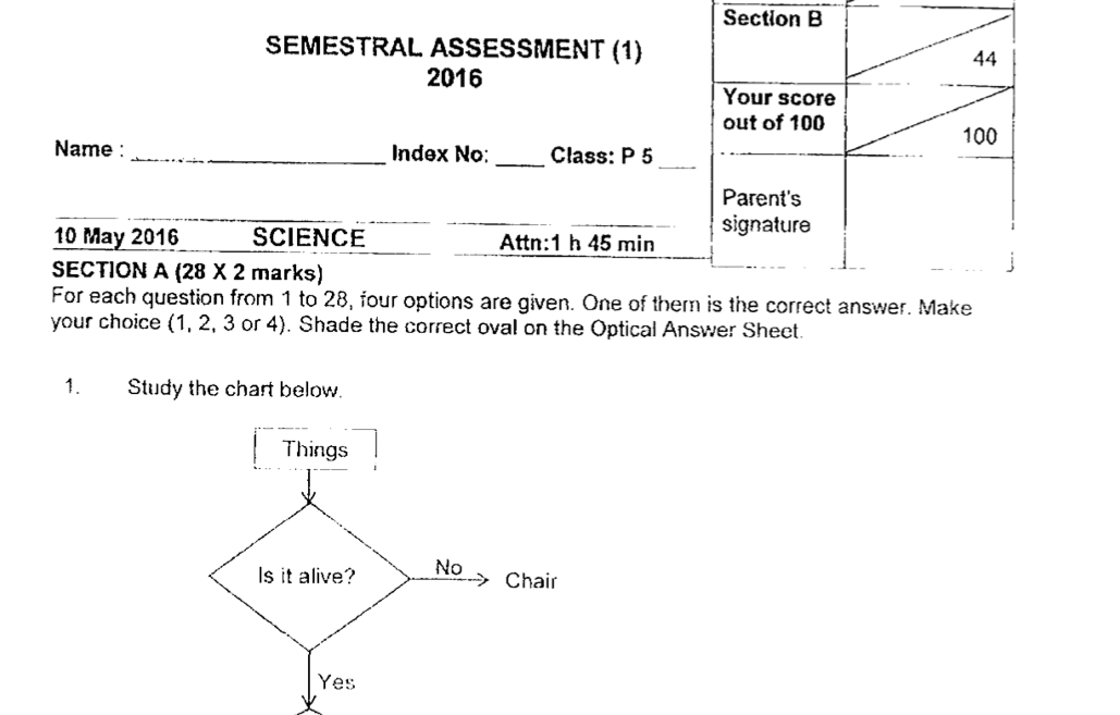 P5 Raffles 2016 SA1 Science Paper