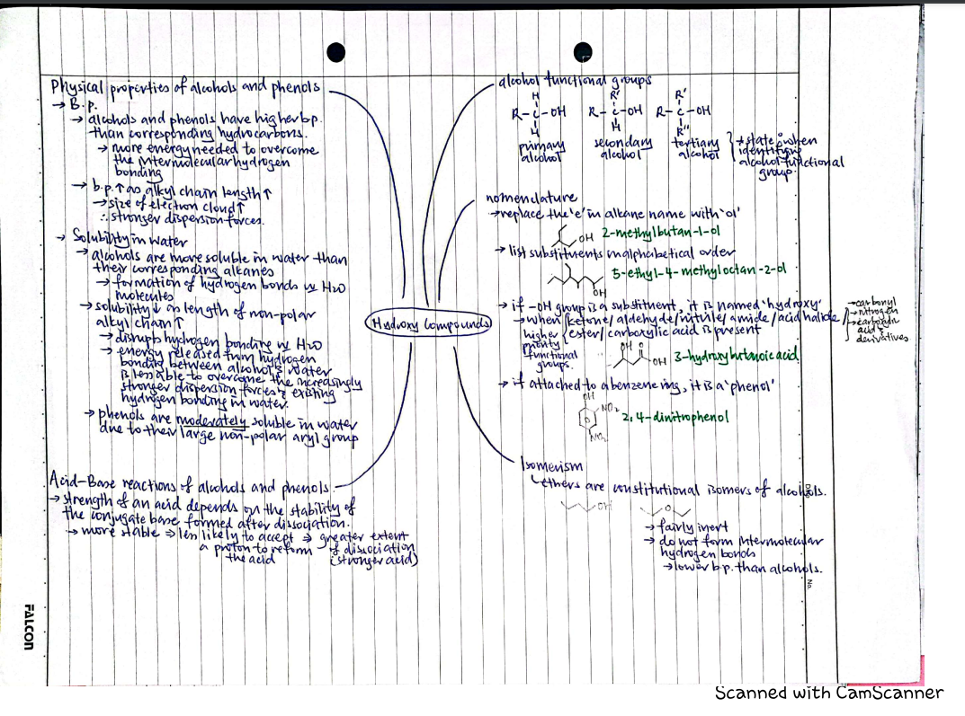 Hydroxy compounds (everything except reactions)